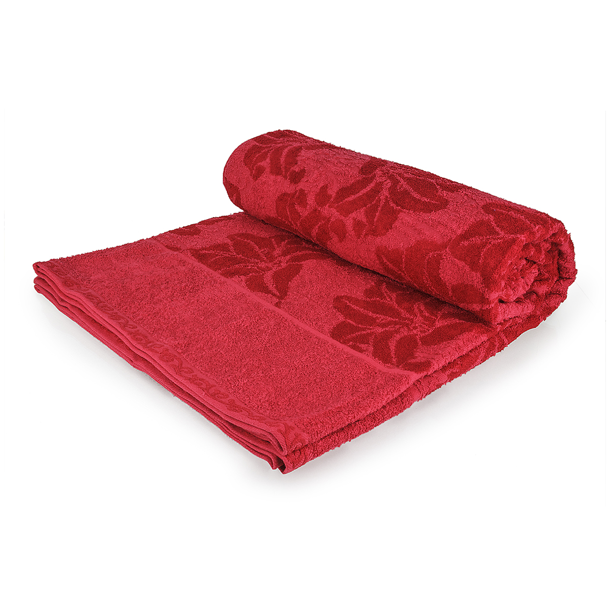 Махровая простынь "Цветочная поляна" Красный, размер 1,5-спальный