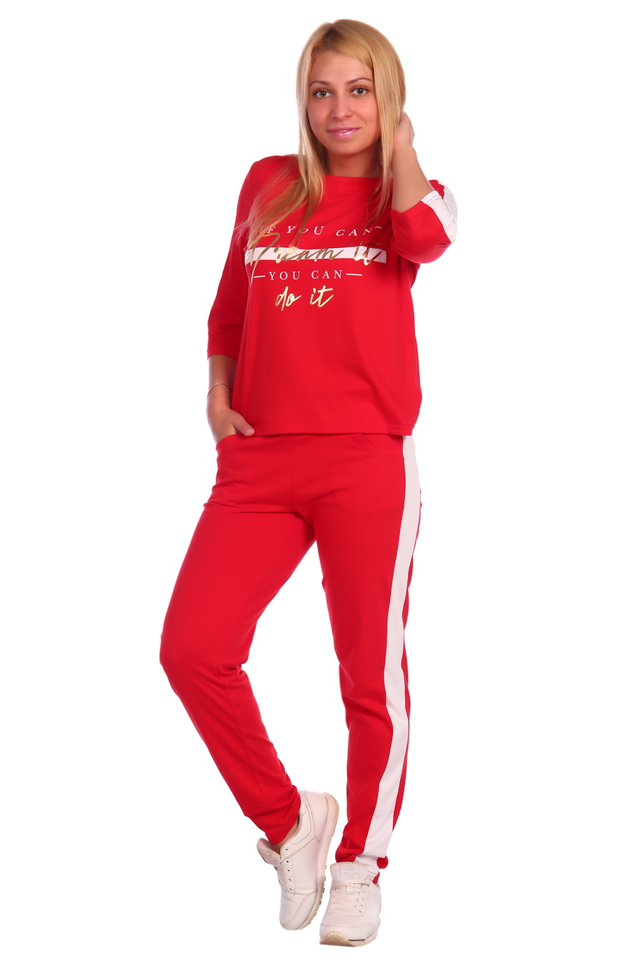 Жен. костюм арт. 17-0021 Красный р. 56 ЕленаТекс, размер 56 Жен. костюм спортивный - фото 1