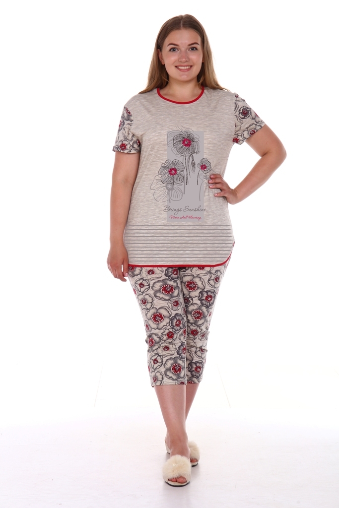 Жен. пижама с брюками арт. 23-0114 Серый р. 48 Моделлини, размер 48 - фото 1