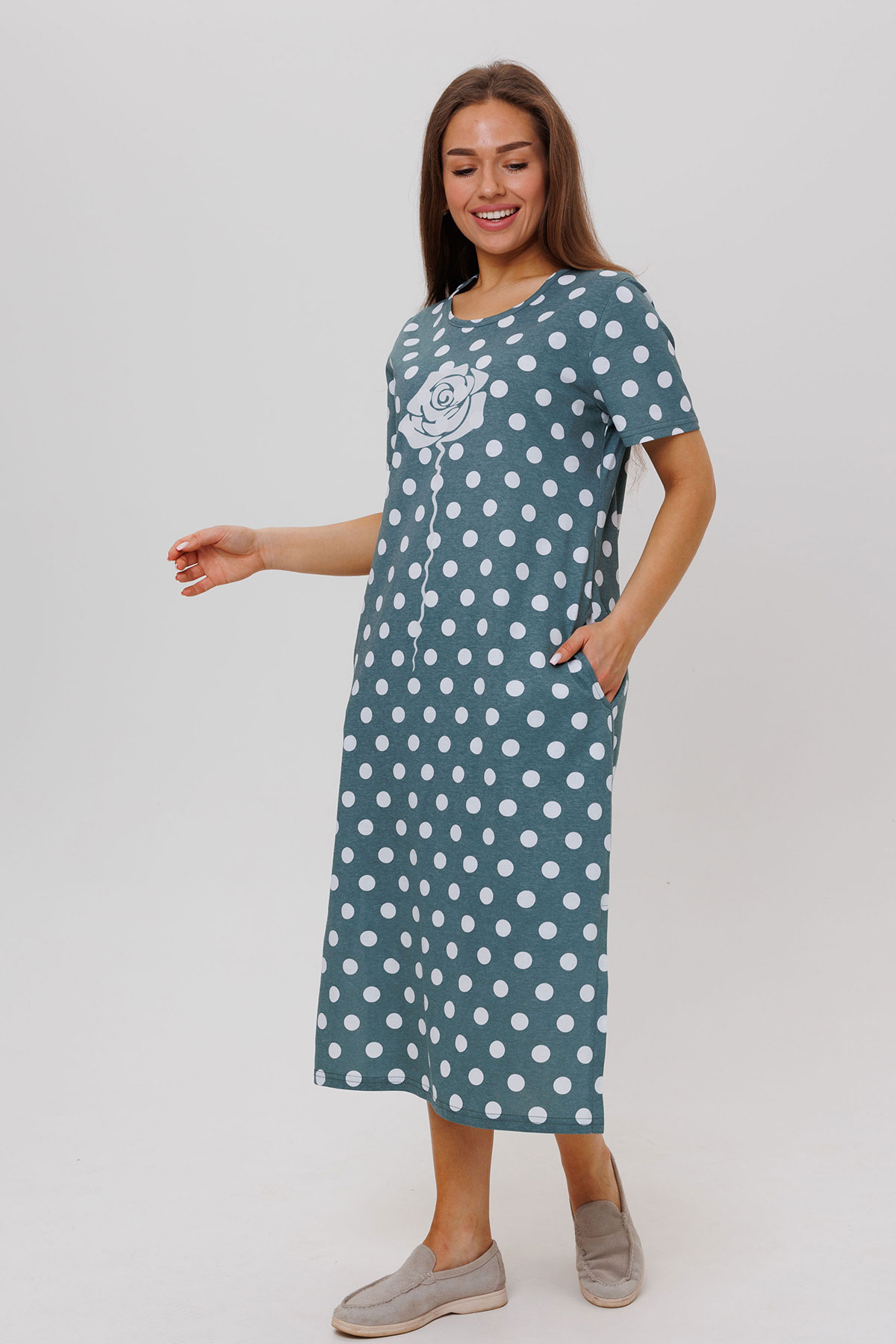 Жен. платье повседневное арт. 23-0545 Зеленый р. 54 Моделлини, размер 54 - фото 3