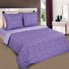 Комплект постельного белья  "Византия" Фиолетовый + размеры с простыней на резинке