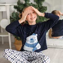 Пижама "Снежный мишка" для девочки Синий