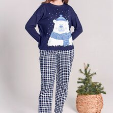 Пижама с брюками "Снежный мишка" Темно-синий