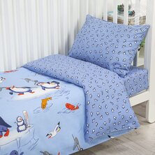 Комплект постельного белья "Пингвиния" Синий