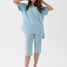 Пижама с брюками "Букет" Голубой