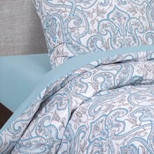 Комплект постельного белья "Арабеска" Голубой + размеры с простыней на резинке